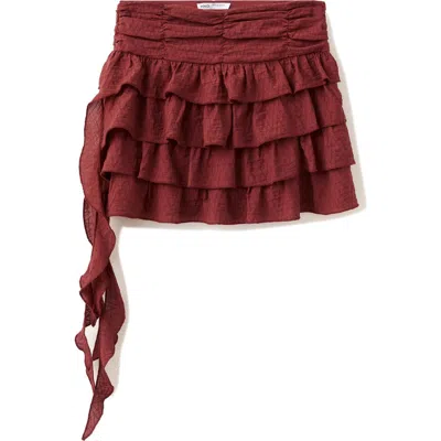 Mango Teen Ruffled Miniskirt In Orange