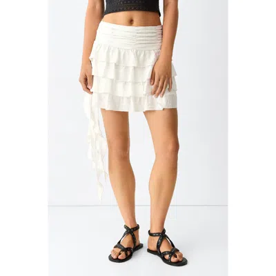 Mango Teen Ruffled Miniskirt In Gray