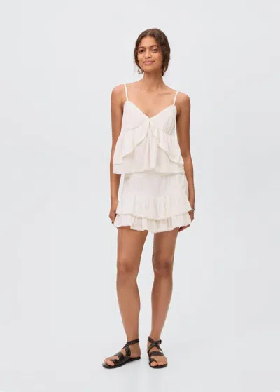 Mango Teen Ruffled Trouser Skirt Off White