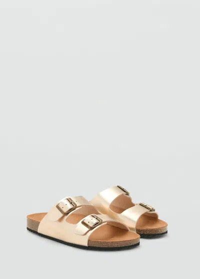 Mango Teen Sandals With Metal Buckle Gold