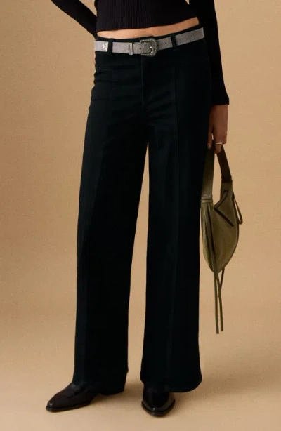 Mango Teen Seamed Wide Leg Jeans In Metallic