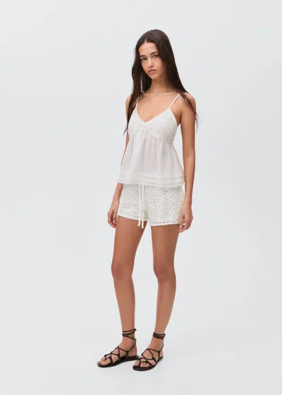 Mango Teen Sequin Crochet Shorts Off White