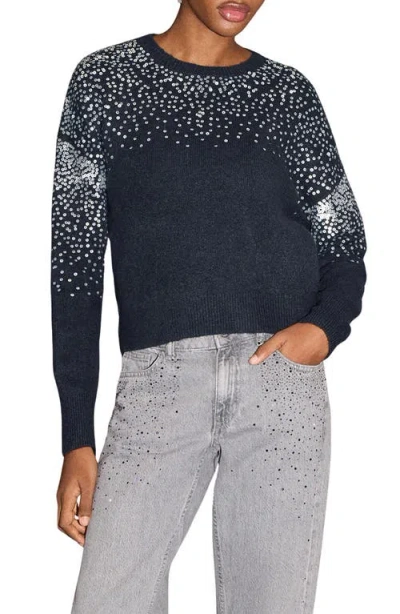 Mango Teen Sequin Embellished Sweater In Blue