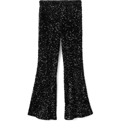 Mango Teen Sequin Flare Jeans In Black