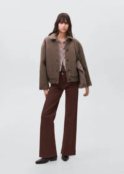 Mango Teen Blouson Bomber Imitation Mouton Marron - Fille - Xl -  In Brown