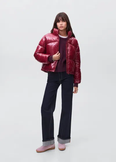 Mango Teen Shiny Quilted Anorak Burgundy