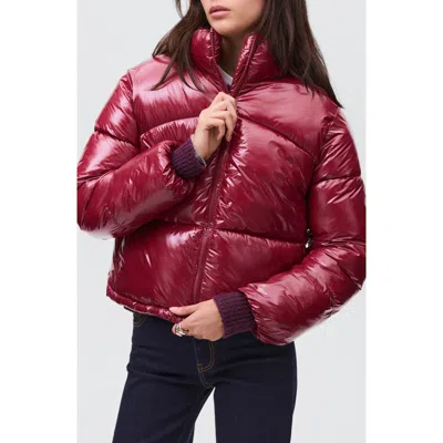 Mango Teen Shiny Quilted Anorak In Burgundy