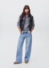 Mango Teen Shiny Quilted Gilet Navy In Blue