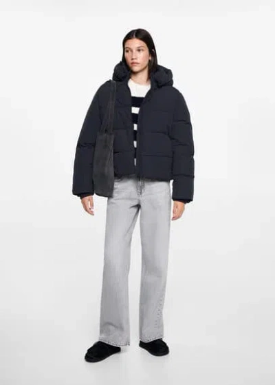 Mango Teen Short Quilted Anorak Dark Navy