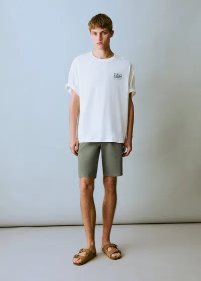 Mango Teen Short-sleeved Printed T-shirt Off White In Blanc Cassé