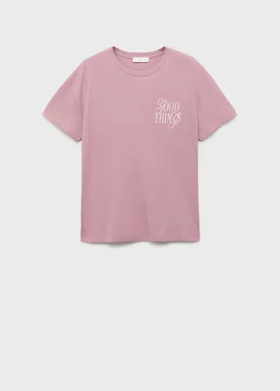 Mango Teen Short-sleeved Printed T-shirt Pink