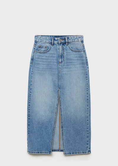 Mango Teen Jupe Bleu Moyen - Fille - L -