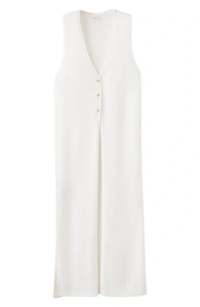 Mango Teen Sleeveless Cotton Blend Longline Cardigan In White