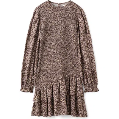 MANGO TEEN MANGO TEEN SMOCKED LONG SLEEVE DRESS