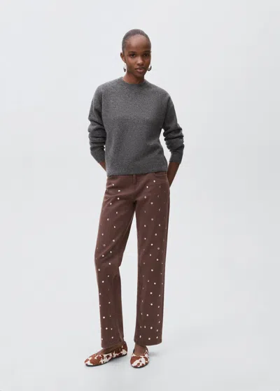 Mango Teen Star Knitted Sweater Medium Heather Grey In Gray