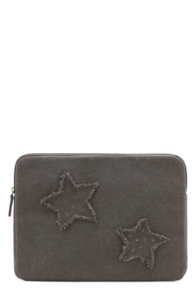Mango Teen Star Patch Canvas Laptop Case In Gray