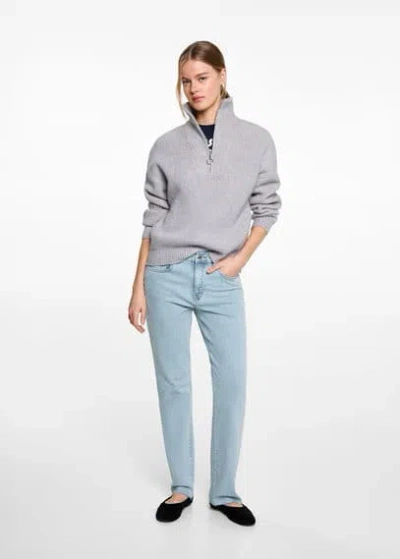 Mango Teen Straight Cotton Jeans Light Blue