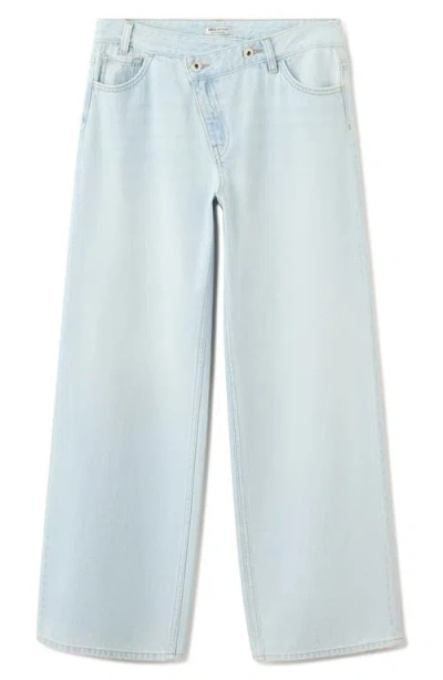 Mango Teen Straight Cross High Waist Straight Leg Jeans In Blue