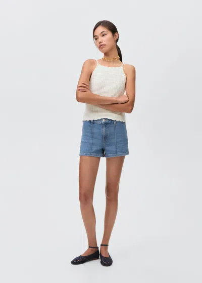 Mango Teen Straight Denim Shorts Medium Blue