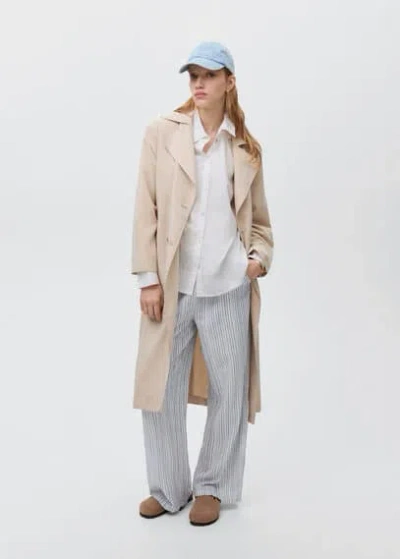 Mango Teen Straight-fit Cotton Trousers Sky Blue