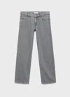 Mango Teen Straight-fit Jeans With Rhinestones Denim Grey In Gray