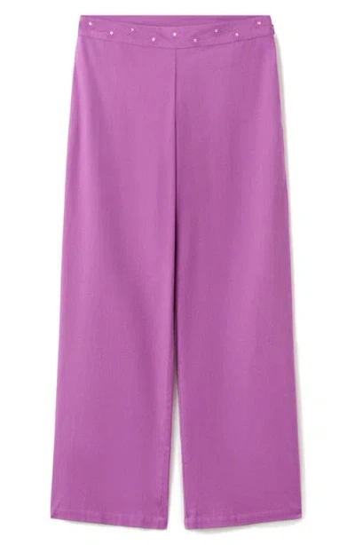 Mango Teen Straight Leg Trousers In Purple