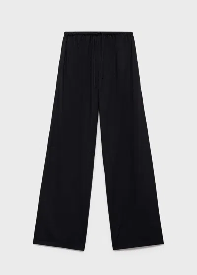 Mango Teen Straight Linen-blend Trousers Black