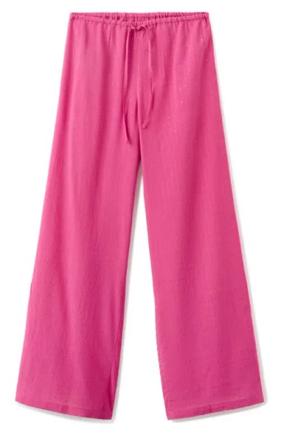 Mango Teen Straight Rhinestone Pants In Pink