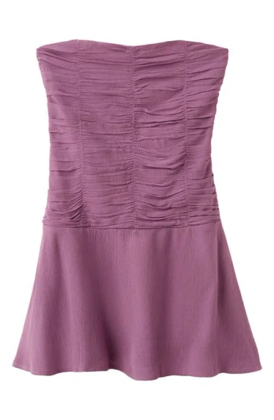Mango Teen Strapless Smocked Minidress In Pink