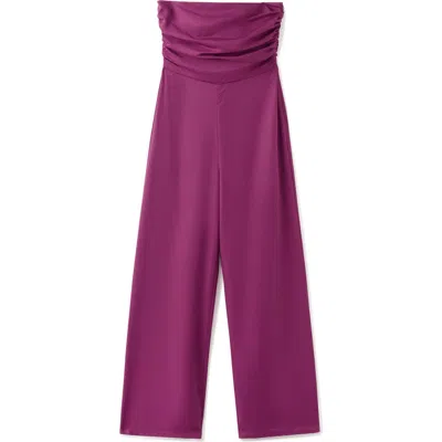 Mango Teen Strapless Wide Leg Jumpsuit In Pink