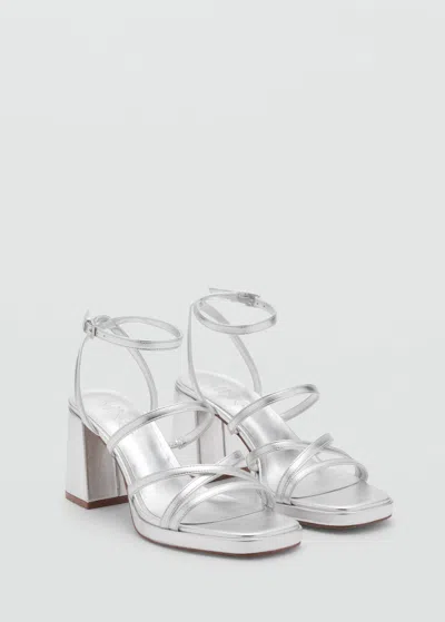 Mango Teen Strappy Heeled Sandals Silver