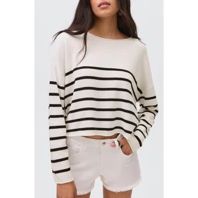 Mango Teen Stripe Cotton Blend Sweater In White