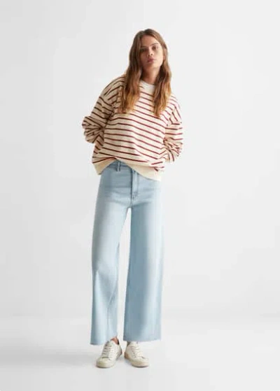 Mango Teen Striped Cotton-blend Sweatshirt Burgundy