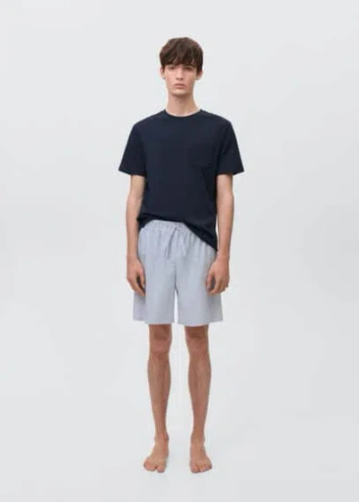 Mango Teen Striped Cotton Short Pyjamas Dark Navy