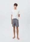Mango Teen Striped Cotton Short Pyjamas Off White In Off White