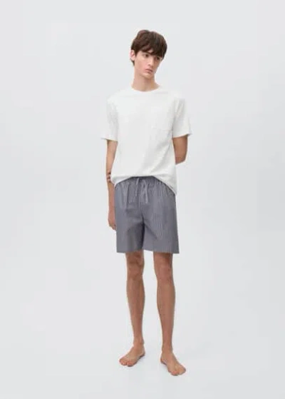 Mango Teen Striped Cotton Short Pyjamas Off White
