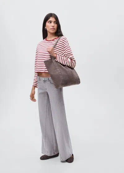 Mango Teen T-shirt Coton À Rayures Grenat - Fille - L -