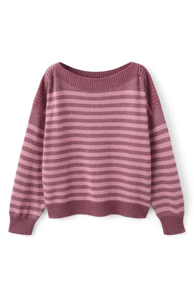 Mango Teen Striped Metallic Sweater In Brown