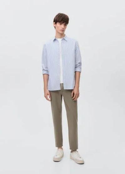 Mango Teen Striped Oxford Shirt Sky Blue