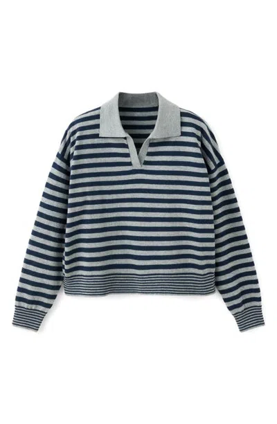 Mango Teen Striped Polo Neck Sweater In Blue
