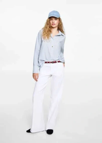 Mango Teen Striped Shirt Sky Blue