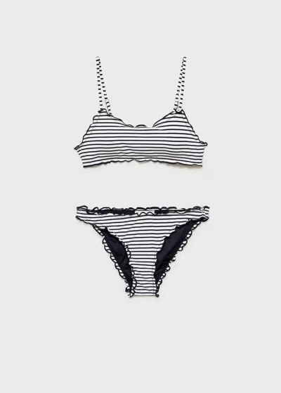 Mango Teen Striped Trim Bikini Off White