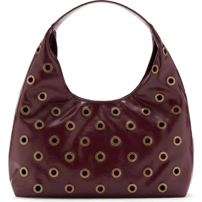 Mango Teen Stud Faux Leather Shoulder Bag In Burgundy
