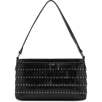 Mango Teen Stud Fringe Shoulder Bag In Black