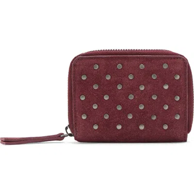 Mango Teen Stud Leather Coin Pouch In Burgundy