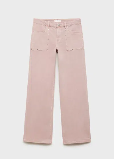 Mango Teen Studded Culotte Jeans Pastel Pink