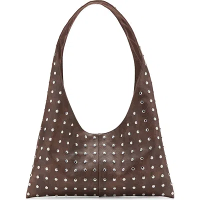 Mango Teen Studded Faux Leather Shoulder Bag In Brown