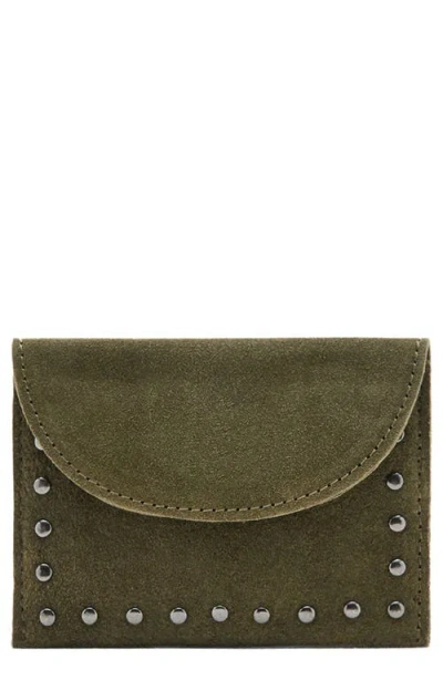 Mango Teen Studded Leather Coin Pouch In Green