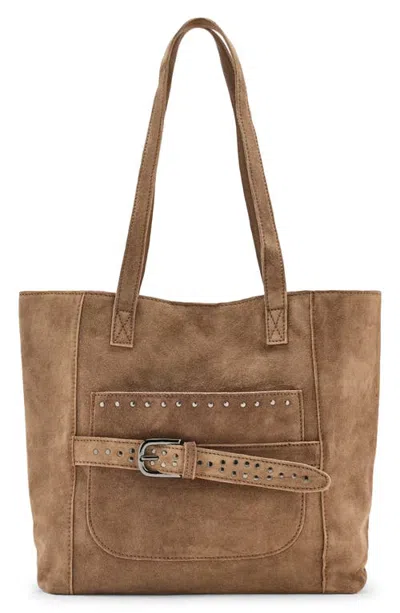 Mango Teen Studded Leather Shoulder Bag In Brown