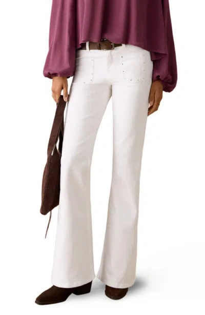 Mango Teen Studded Patch Pocket Flare Jeans In White
